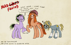 Size: 952x610 | Tagged: safe, artist:pooryorick, mad girls, ponified