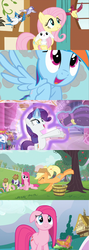 Size: 853x2400 | Tagged: safe, screencap, applejack, fluttershy, pinkie pie, rainbow dash, rarity, g4, magical mystery cure, a true true friend, swapped cutie marks