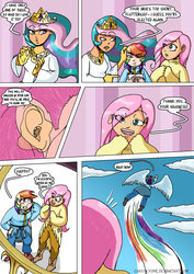 Size: 752x1063 | Tagged: safe, artist:chaoticyume, fluttershy, princess celestia, rainbow dash, human, g4, comic, humanized, light skin