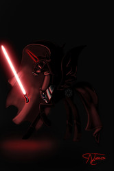 Size: 804x1209 | Tagged: safe, artist:althyra-nex, nightmare moon, princess luna, g4, crossover, darth luna, darth vader, female, lightsaber, sith, solo, star wars