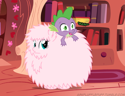 Size: 650x500 | Tagged: safe, artist:mixermike622, spike, oc, oc:fluffle puff, tumblr:ask fluffle puff, g4