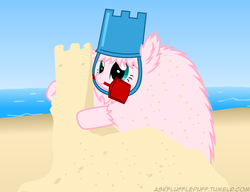 Size: 650x500 | Tagged: safe, artist:mixermike622, oc, oc only, oc:fluffle puff, tumblr:ask fluffle puff, g4, beach, bucket, sandcastle, solo, spade