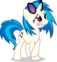 Size: 4948x5362 | Tagged: safe, artist:benybing, dj pon-3, vinyl scratch, pony, unicorn, g4, absurd resolution, blushing, cutie mark, female, hooves, horn, mare, shy, simple background, smiling, solo, sunglasses, teeth, transparent background, vector