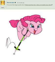Size: 675x749 | Tagged: safe, artist:beavernator, artist:carnifex, edit, pinkie pie, g4, cute, diapinkes, female, floppy ears, open mouth, pinkieface, pogo stick, smiling, solo