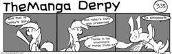Size: 1280x404 | Tagged: safe, artist:tetrapony, derpy hooves, pegasus, pony, comic:the daily derp, g4, comic, female, mare, monochrome, themanga derpy