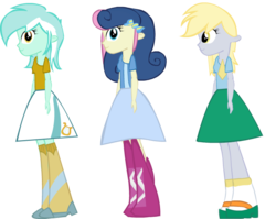 Size: 693x551 | Tagged: safe, artist:daredux, bon bon, derpy hooves, lyra heartstrings, sweetie drops, equestria girls, g4, equestria girls-ified, simple background, transparent background