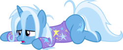 Size: 2556x1038 | Tagged: safe, artist:zacatron94, trixie, pony, unicorn, g4, bed mane, clothes, female, hangover, mare, messy mane, morning ponies, pajamas, simple background, solo, transparent background, vector