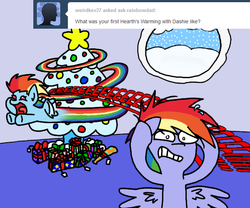 Size: 600x500 | Tagged: safe, artist:ryuspike, rainbow blaze, rainbow dash, pony, g4, baby, baby pony, hearth's warming, tumblr