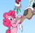 Size: 1338x1260 | Tagged: safe, artist:feujenny07, artist:mickeymonster, discord, pinkie pie, g4, female, kissing, male, mistletoe, ship:discopie, shipping, straight