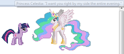 Size: 408x180 | Tagged: safe, princess celestia, twilight sparkle, alicorn, pony, unicorn, g4, the best night ever, desktop ponies, female, lesbian, pixel art, ship:twilestia, shipping