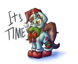 Size: 1024x841 | Tagged: safe, artist:leadhooves, oc, oc only, oc:kneaded rubber, christmas, hat, santa hat, solo, wreath