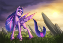 Size: 1600x1107 | Tagged: safe, artist:asimos, twilight sparkle, alicorn, classical unicorn, pony, g4, alone, female, horn, leonine tail, mare, solo, twilight sparkle (alicorn)