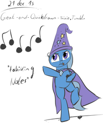 Size: 1008x1198 | Tagged: safe, artist:great-and-quickdrawn-trixie, trixie, pony, unicorn, g4, 30 minute art challenge, female, mare, music notes, pun, solo, visual pun