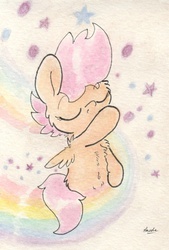 Size: 667x986 | Tagged: safe, artist:slightlyshade, scootaloo, g4, female, rainbow, solo, traditional art