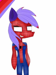 Size: 768x1024 | Tagged: safe, artist:merr-merrmoo, oc, oc only, crossover, male, solo, spider-man