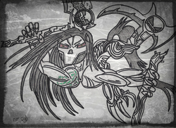 Size: 2338x1700 | Tagged: safe, artist:lunarinitiate, pony, darksiders 2, ponified, solo, traditional art