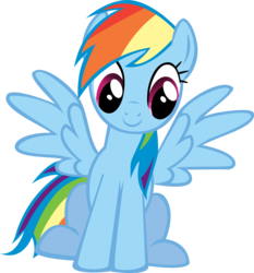 Size: 4551x4874 | Tagged: safe, artist:kittyhawk-contrail, rainbow dash, g4, absurd resolution, cute, female, simple background, sitting, smiling, solo, transparent background, vector