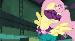 Size: 373x205 | Tagged: safe, screencap, fluttershy, saddle rager, pegasus, pony, g4, power ponies (episode), angry, animated, badass, clothes, costume, cross-popping veins, female, fetish fuel, flutterbadass, flutterhulk, growth, hulk out, mare, mask, muscle expansion, power ponies, solo focus, transformation, upset, vein, vein bulge