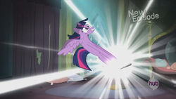 Size: 1280x720 | Tagged: safe, screencap, twilight sparkle, alicorn, pony, g4, power ponies (episode), season 4, female, mare, ponies are stretchy, portal book, smear frame, solo, twilight sparkle (alicorn)