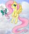 Size: 826x966 | Tagged: dead source, safe, artist:zunichan, angel bunny, fluttershy, pegasus, pony, rabbit, g4, animal, butterfly wings, duo, wings