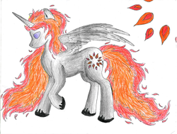 Size: 2220x1676 | Tagged: safe, artist:hydrowarp14, oc, oc only, alicorn, pony, alicorn oc, princess fuego, solo, traditional art