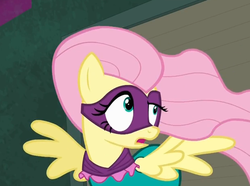 Size: 616x459 | Tagged: safe, fluttershy, saddle rager, g4, power ponies (episode), female, power ponies, solo