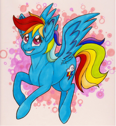 Size: 1024x1112 | Tagged: safe, artist:mylittlerainbowtail, rainbow dash, g4, female, solo, traditional art