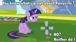 Size: 960x538 | Tagged: safe, twilight sparkle, g4, caption, female, grumpy twilight, meme, solo