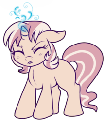 Size: 349x407 | Tagged: safe, artist:lulubell, oc, oc only, oc:lulubell, pony, unicorn, blank flank, female, filly, magic, simple background, solo, transparent background