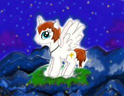 Size: 926x717 | Tagged: safe, artist:myoshi2011, radiance, oc, oc only, alicorn, pony, alicorn oc, cross, necklace, solo