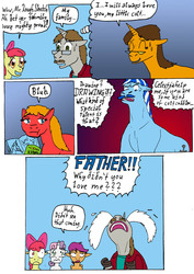 Size: 707x1000 | Tagged: safe, artist:wolfman-al, apple bloom, scootaloo, sweetie belle, oc, g4, comic, cutie mark crusaders, dialogue
