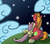 Size: 1064x928 | Tagged: safe, artist:pampoke, big macintosh, fluttershy, earth pony, pony, g4, back, cloud, cloudy, male, night, ship:fluttermac, shipping, stallion, stargazing, straight