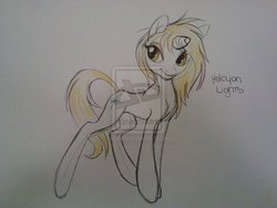 Size: 1024x768 | Tagged: dead source, safe, artist:jazz-dafunk, pony, unicorn, deviantart watermark, ellie goulding, female, mare, obtrusive watermark, pencil drawing, ponified, solo, traditional art, watermark