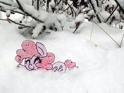 Size: 1024x768 | Tagged: safe, artist:danadyu, pinkie pie, g4, female, irl, jumped-out-pinkieanswers, paper pony, photo, solo