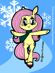 Size: 800x1046 | Tagged: safe, artist:bickcomixx, fluttershy, pony, g4, bipedal, clothes, female, ice skates, ice skating, scarf, solo