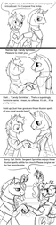 Size: 480x1920 | Tagged: safe, artist:silfoe, twilight sparkle, oc, alicorn, pony, g4, bedroom eyes, comic, crossover, eye contact, eyes closed, female, floppy ears, frown, grayscale, grin, hoofshake, magic effect, male, mare, mass effect, monochrome, older twilight, shocked, sitting, smiling, trap, tumblr, twilight sparkle (alicorn), wide eyes