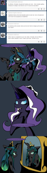 Size: 1020x3688 | Tagged: safe, artist:lollypopa, nightmare rarity, queen chrysalis, ask thequeens, g4, comic, makeover, mirror, tumblr