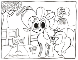 Size: 800x612 | Tagged: safe, artist:bickcomixx, pinkie pie, g4, female, monochrome, solo, traditional art