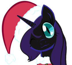 Size: 900x811 | Tagged: safe, artist:adamirvine, oc, oc only, oc:nyx, christmas, christmas ponies, hat, nyxmas, santa hat, simple background, solo, transparent background