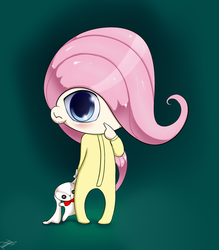 Size: 2362x2700 | Tagged: safe, artist:krucification, fluttershy, human, g4, baby, chibi, cute, female, humanized, plushie, solo, toddler, younger