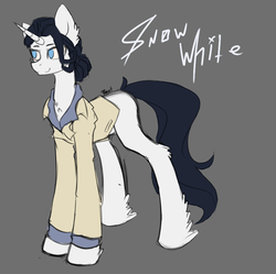 Size: 775x773 | Tagged: safe, artist:libidon, pony, blank flank, clothes, crossover, fables, ponified, snow, snow white, solo, telltale games, the wolf among us, video game