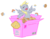 Size: 3300x2550 | Tagged: safe, artist:deviantmetroid, derpy hooves, pegasus, pony, g4, female, food, happy, mare, muffin, pony in a box, size difference, solo