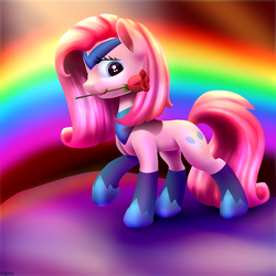 Size: 2400x2400 | Tagged: safe, artist:roadsleadme, pinkie pie, g4, clothes, female, pinkamena diane pie, rose, solo