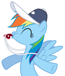 Size: 6000x7009 | Tagged: safe, artist:masem, rainbow dash, flight to the finish, g4, absurd resolution, baseball cap, coach, female, hat, simple background, solo, transparent background, vector, whistle