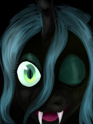 Size: 600x800 | Tagged: safe, artist:norang94, queen chrysalis, changeling, changeling queen, g4, female, solo, wink