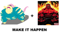 Size: 1075x600 | Tagged: safe, fluttershy, saddle rager, g4, exploitable meme, make it happen, meme, power ponies, red hulk