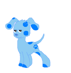 Size: 319x331 | Tagged: safe, artist:princessamity, dog, dog pony, pony, blue (blue's clues), blue's clues, crossover, female, mare, paw print, pixel art, ponified, solo