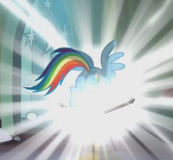 Size: 478x444 | Tagged: safe, screencap, rainbow dash, pony, g4, power ponies (episode), butt, female, flying, mare, plot, solo
