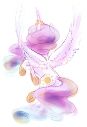 Size: 761x1107 | Tagged: safe, artist:amphoera, princess celestia, g4, back, backlighting, female, simple background, solo, spread wings, white background