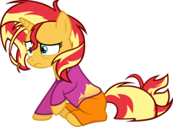 Size: 2250x1657 | Tagged: safe, artist:zacatron94, sunset shimmer, pony, unicorn, g4, bed mane, clothes, female, morning ponies, pajamas, simple background, solo, transparent background, vector